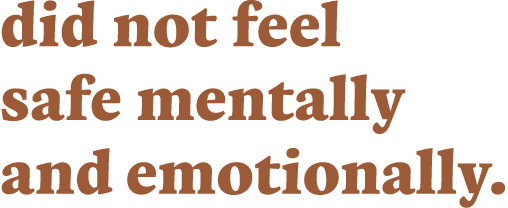 did not feel safe mentally and emotionally 