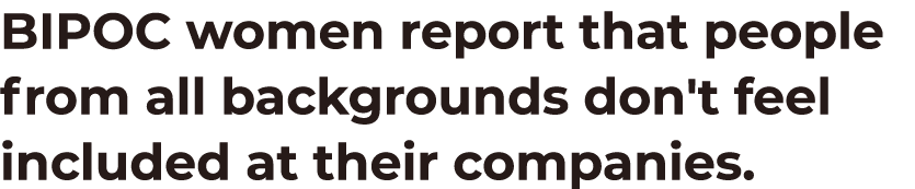BIPOC women report that people from all backgrounds don't feel included at their companies 