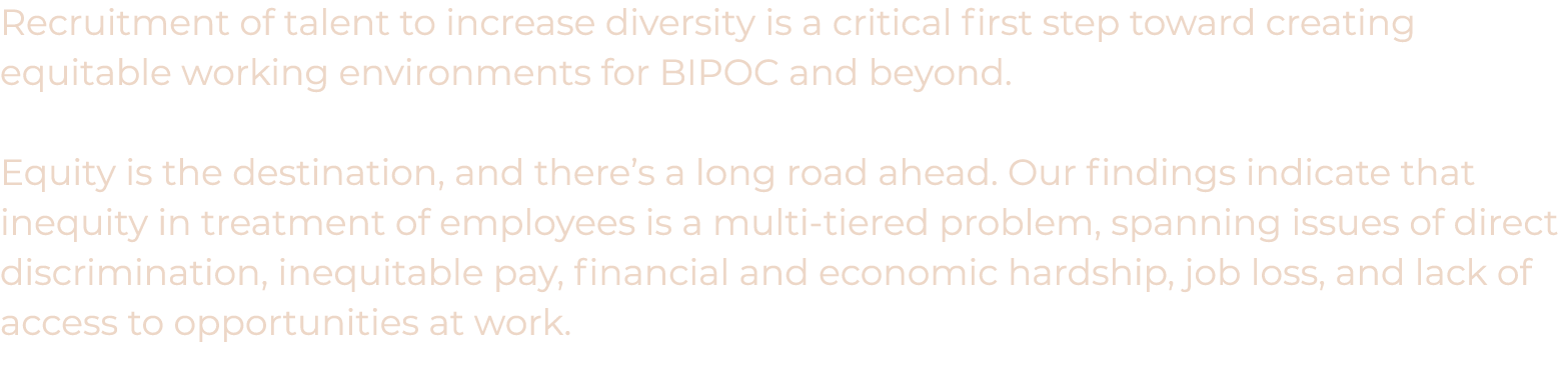Recruitment of talent to increase diversity is a critical first step toward creating equitable working environments f   
