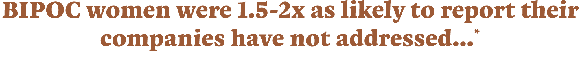 BIPOC women were 1 5-2x as likely to report their companies have not addressed   *